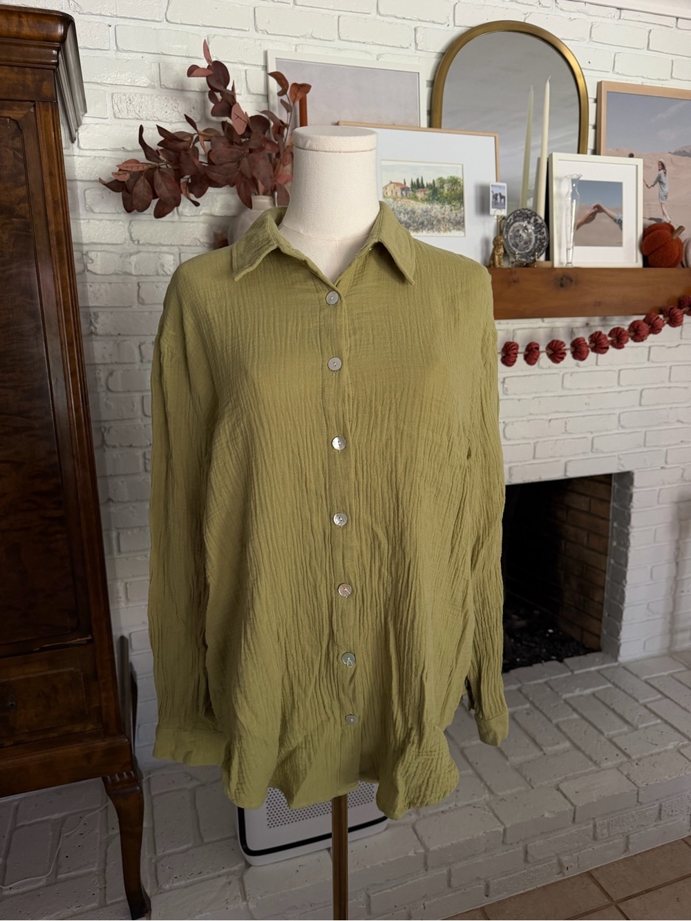 Princess Polly Olive Green Button-Down Shirt